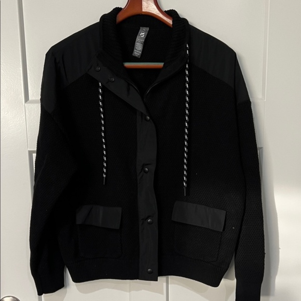 Lou & Grey Black Sweater Bomber Jacket Sz XXL